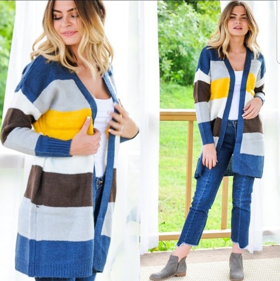 LAST 1! (S) Colorblock striped cardigan - Picture 5 of 5